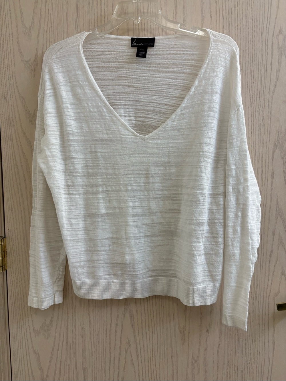 Lane Bryant White Slub Knit Top